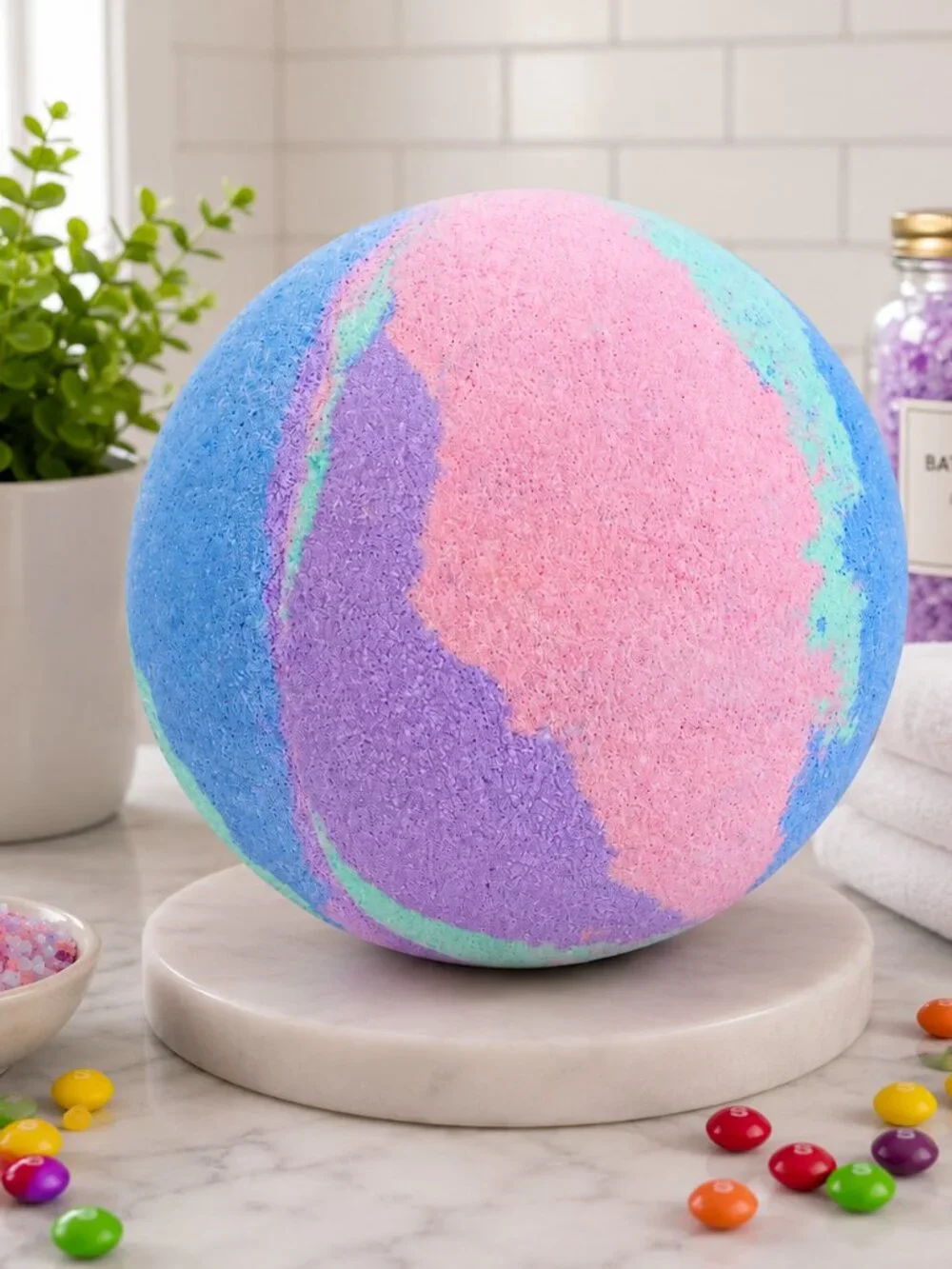 Bath Bombs XL Skittles Scent Giant 1.5 lb Handmade Fizzy Moisturizing Spa Gift